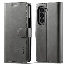 LC.IMEEKE Galaxy Z Fold 5 Fodral Läder Grå