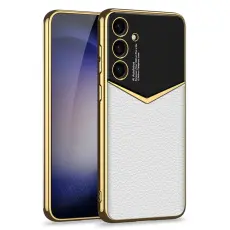 GKK Galaxy S25 Plus Skal L&auml;der Hybrid Electroplate Vit
