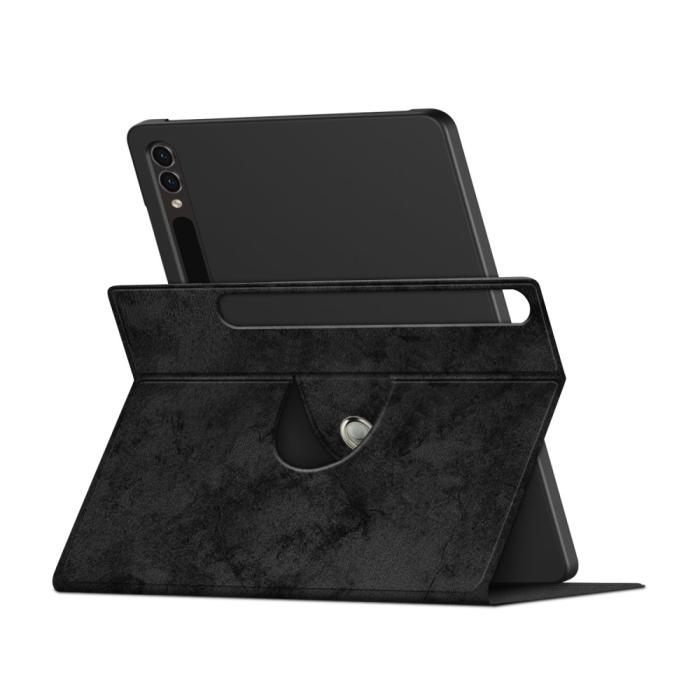 Bild 4, Galaxy Tab S9 Fodral Läder 360° Rotation Svart