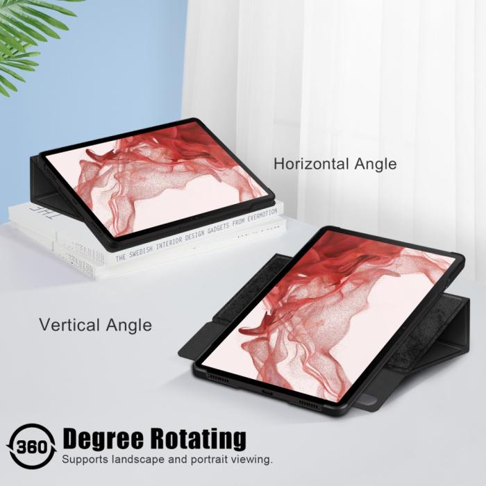 Bild 6, Galaxy Tab S9 Fodral Läder 360° Rotation Svart