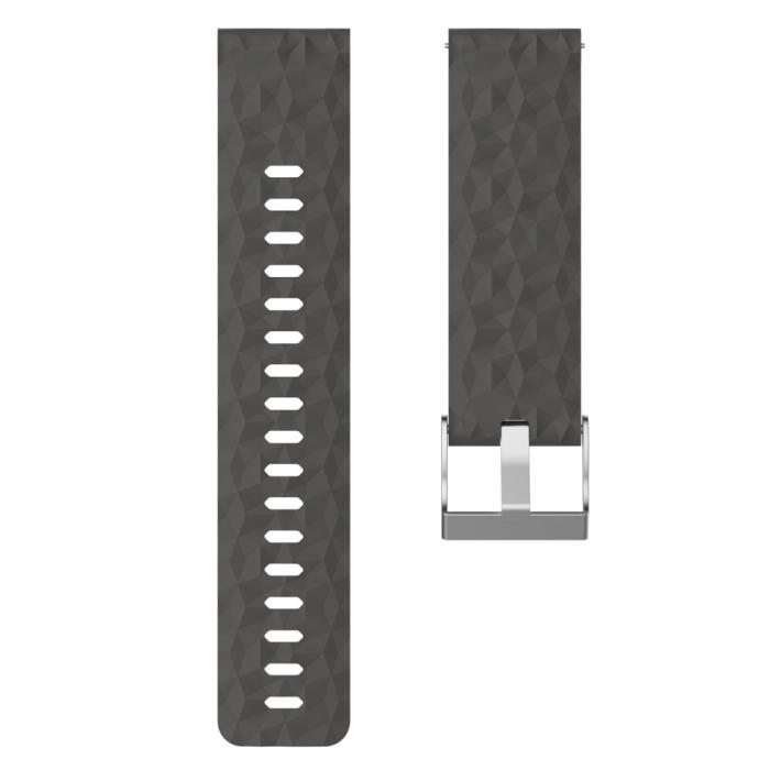 Bild 3, Silikon Armband Diamond Textur Suunto (24mm) Mörk Grå