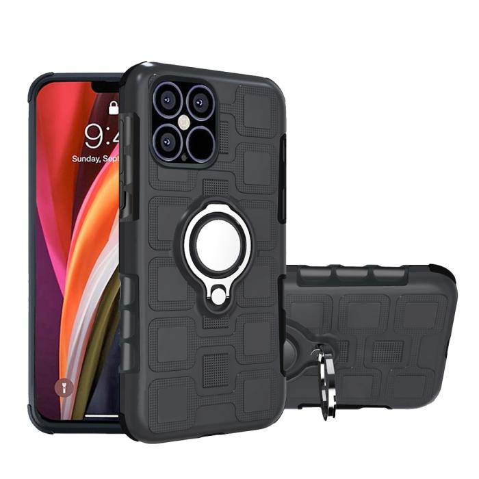 Bild 1, iPhone 12 Pro Max - Geometriskt Ring Skal - Svart
