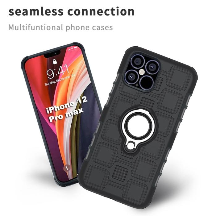 Bild 4, iPhone 12 Pro Max - Geometriskt Ring Skal - Svart