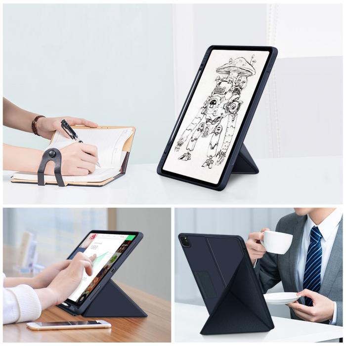 Bild 3, iPad Pro 12.9 (2018/2020/2021) - Origami Läder Fodral - Mörk Blå