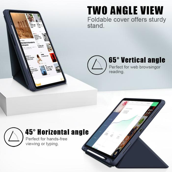 Bild 2, iPad Air 2025-2020 / Pro 11 Fodral Läder Origami Mörk Blå