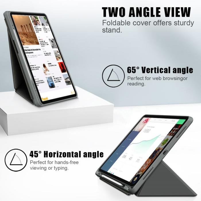 Bild 2, iPad Air 2025-2020 / Pro 11 Fodral Läder Origami Grå