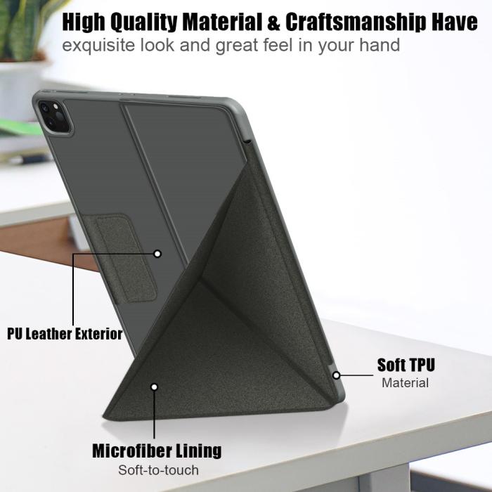 Bild 4, iPad Air 2025-2020 / Pro 11 Fodral Läder Origami Grå