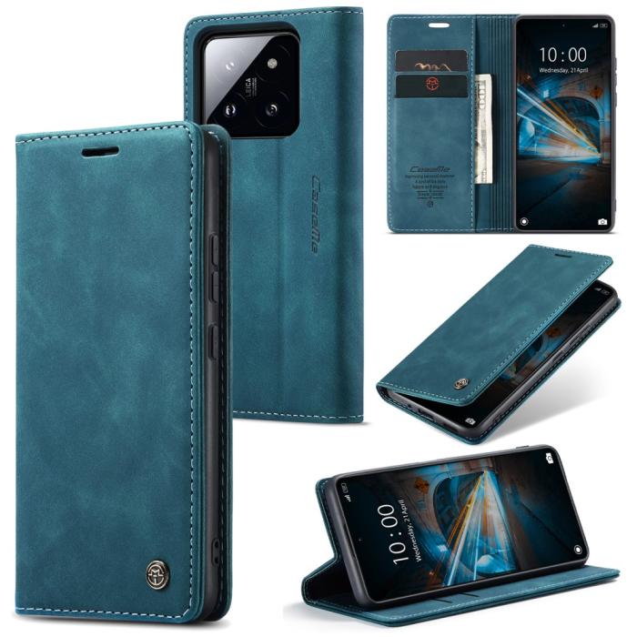 Bild 1, CASEME Xiaomi 14 Fodral Flip Läder Blå