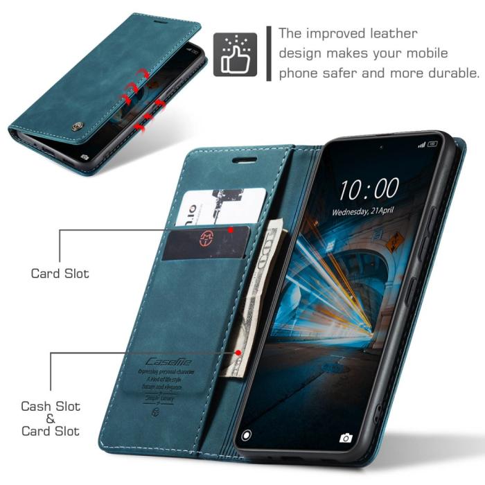 Bild 5, CASEME Xiaomi 14 Fodral Flip Läder Blå