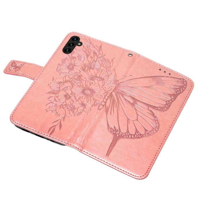 Bild 4, Samsung Galaxy A54 5G Fodral Med Fjäril Tryck Roséguld