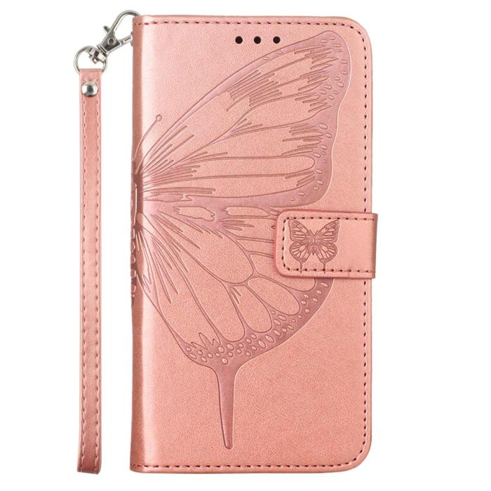 Bild 6, Samsung Galaxy A54 5G Fodral Med Fjäril Tryck Roséguld