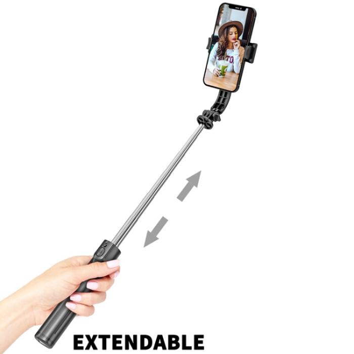 Bild 2, Bluetooth Selfiestick Tripod 113 cm Svart