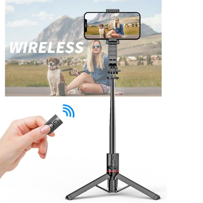 Bild 4, Bluetooth Selfiestick Tripod 113 cm Svart