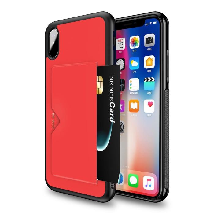 Bild 3, iPhone Xs Max Dux Ducis Skal Med Kortfack - Röd