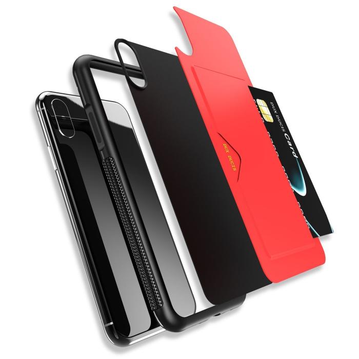 Bild 4, iPhone Xs Max Dux Ducis Skal Med Kortfack - Röd