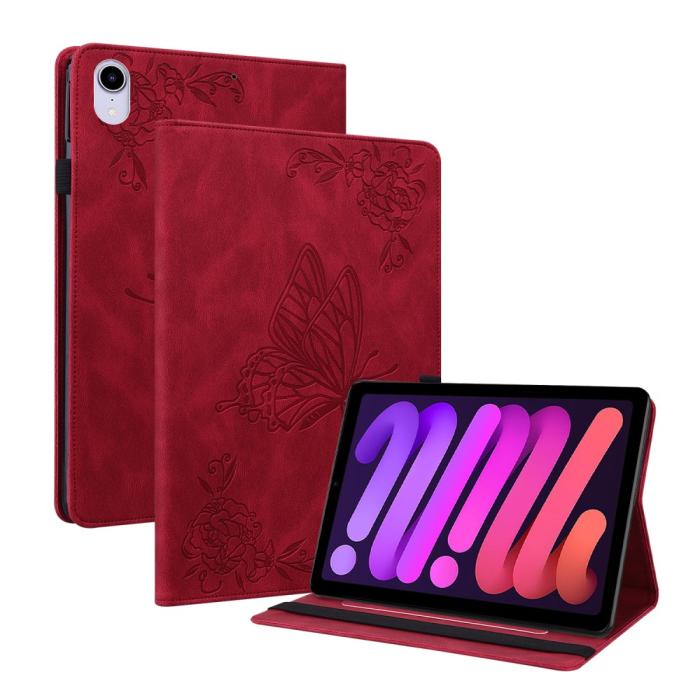 Bild 1, iPad Mini 2024/2021 Fodral Butterfly Flower Röd