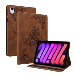 iPad Mini (2021) Fodral Butterfly Flower Brun