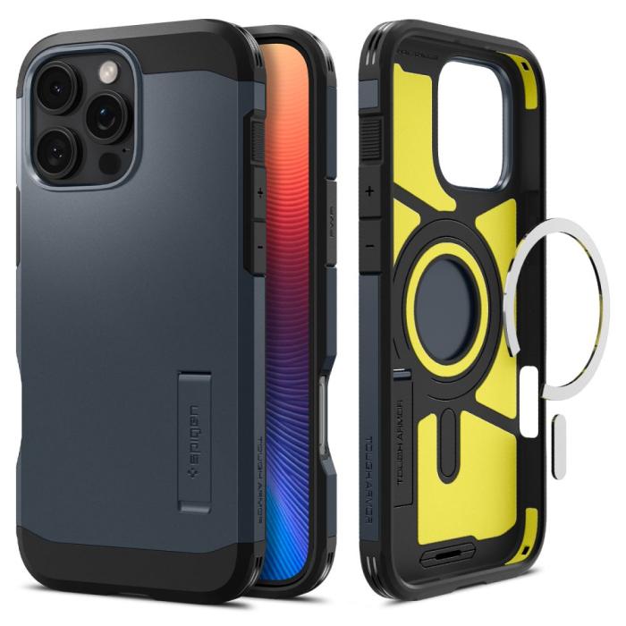 Bild 1, Spigen iPhone 16 Pro Skal MagSafe Mag Tough Armor Metal Slate