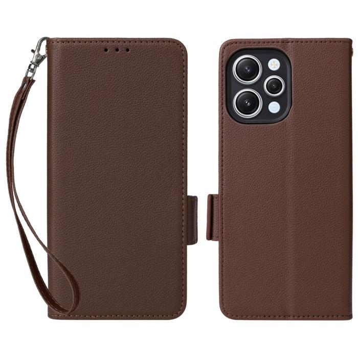 Bild 1, Xiaomi Redmi 12 5G/4G Fodral Litchi Läder Brun