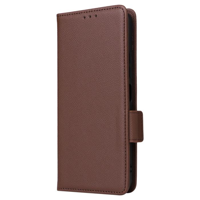 Bild 6, Xiaomi Redmi 12 5G/4G Fodral Litchi Läder Brun