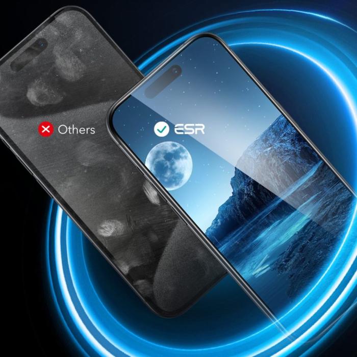 Bild 6, ESR iPhone 16 Pro 2-PACK Skärmskydd Med Ram Härdat Glas Transparent