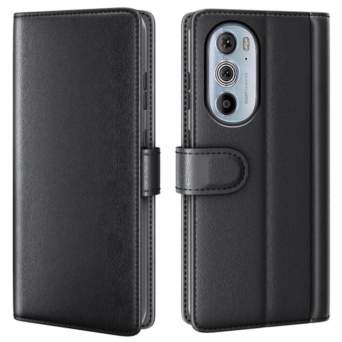 Bild 1, Motorola Edge 30 Pro Fodral Premium Äkta Läder Svart