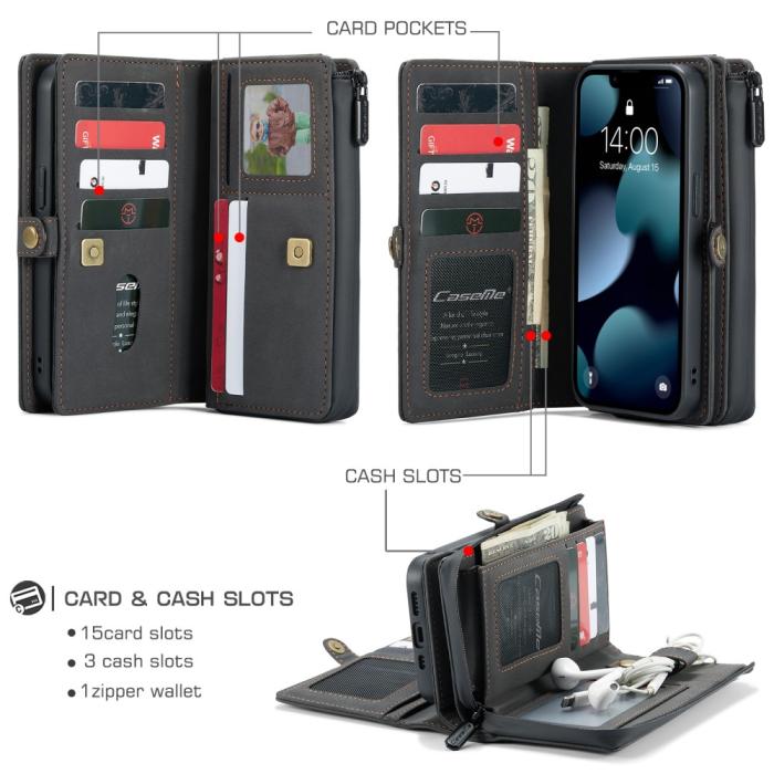 Bild 2, CASEME iPhone 13 Pro Fodral/Skal Magnet 2in1 Multifunktionell Svart