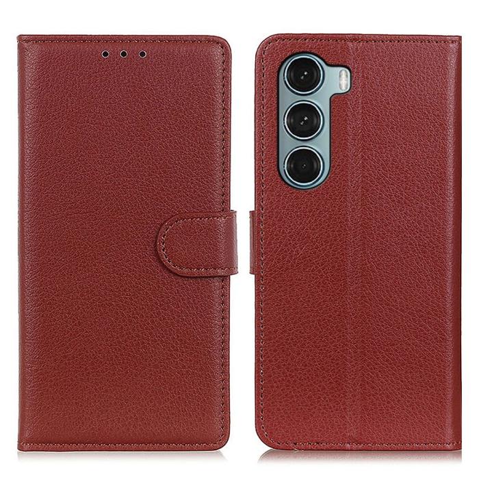 Bild 1, Motorola Moto G200 Fodral Litchi Läder Brun