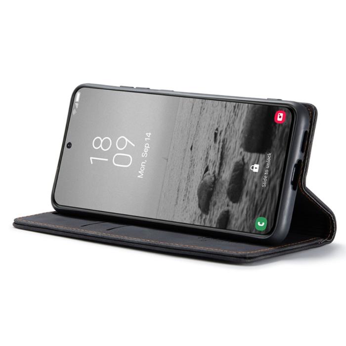 Bild 3, CASEME Galaxy S24 Plus Fodral Flip Retro Läder Svart