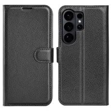 Samsung Galaxy S26 Ultra Fodral Litchi L&auml;der Svart