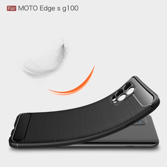 Bild 6, Motorola Moto G100 Skal Borstad Stål- Och Kolfiber Textur Blå