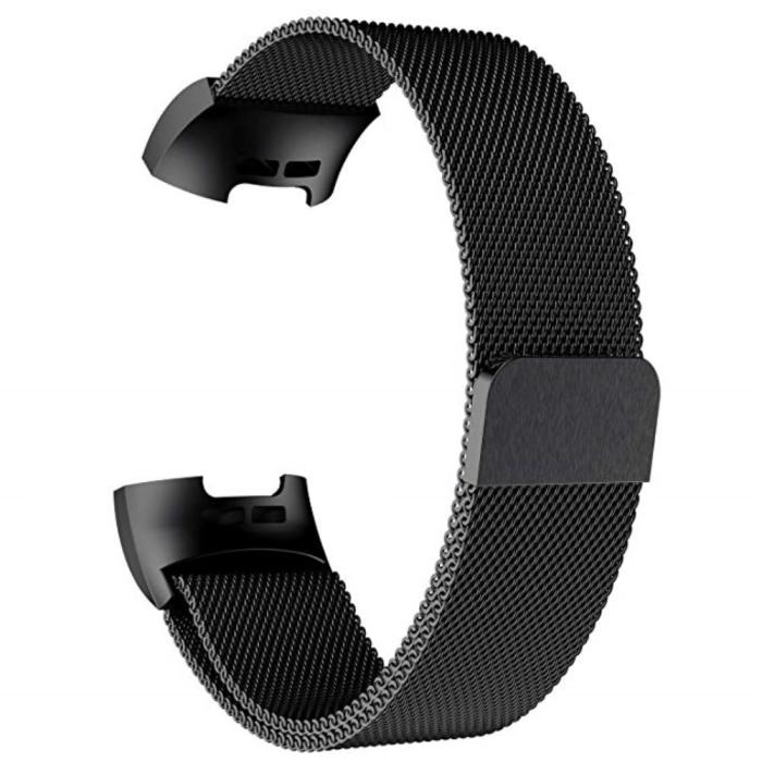 Bild 1, Milanese Loop Metall Armband Fitbit Charge 4/3 Svart