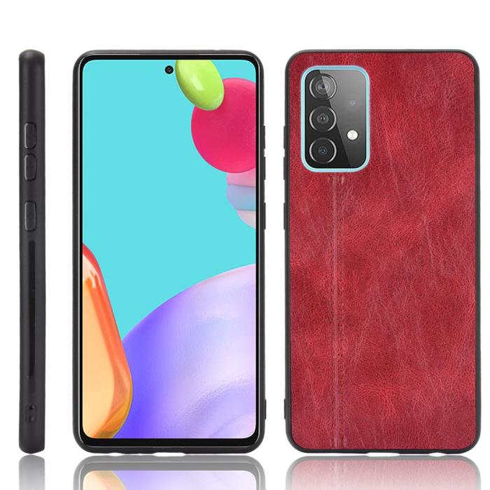 Bild 1, Samsung Galaxy A52 / A52s - Läderbelagt Hybrid Skal - Röd