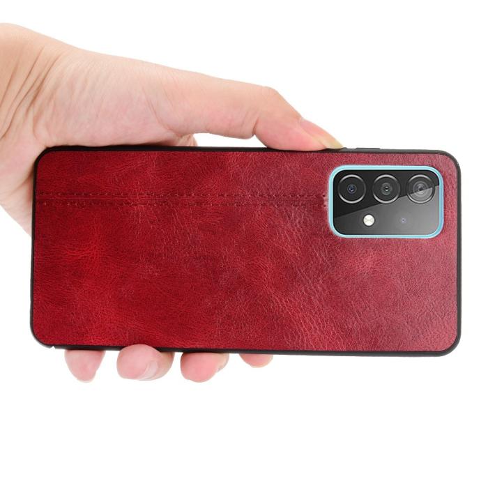 Bild 2, Samsung Galaxy A52 / A52s - Läderbelagt Hybrid Skal - Röd