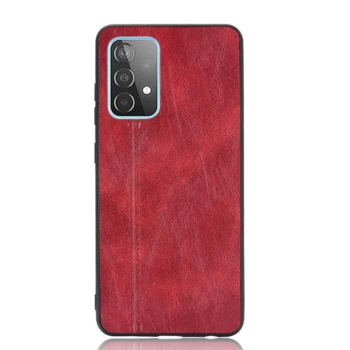 Bild 4, Samsung Galaxy A52 / A52s - Läderbelagt Hybrid Skal - Röd