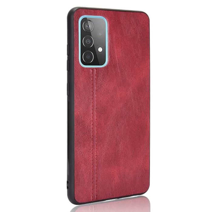 Bild 5, Samsung Galaxy A52 / A52s - Läderbelagt Hybrid Skal - Röd