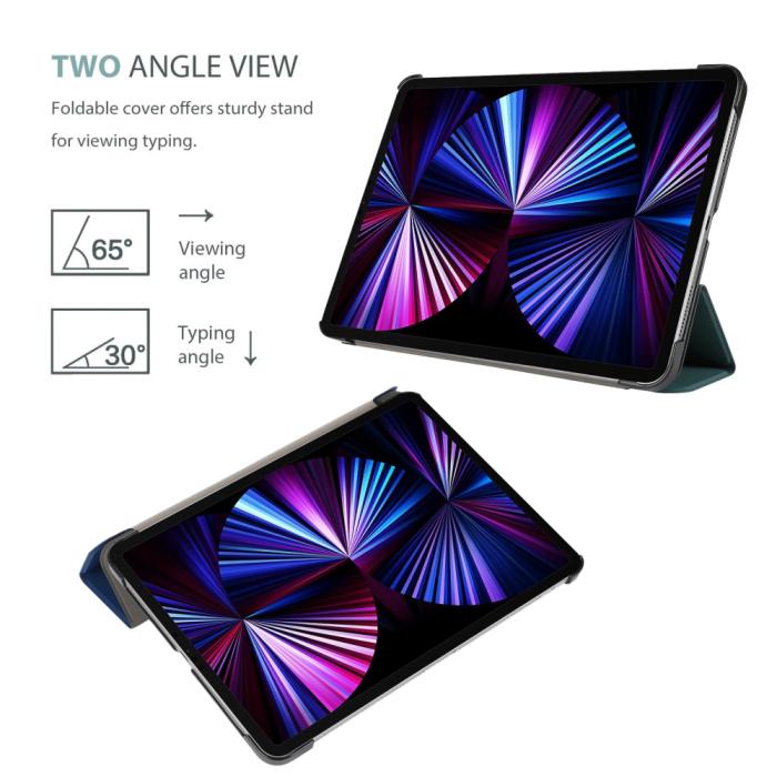 Bild 2, iPad Pro 11 (2018/2020/2021) - Tri-Fold Läder Fodral - Ljus Rosa