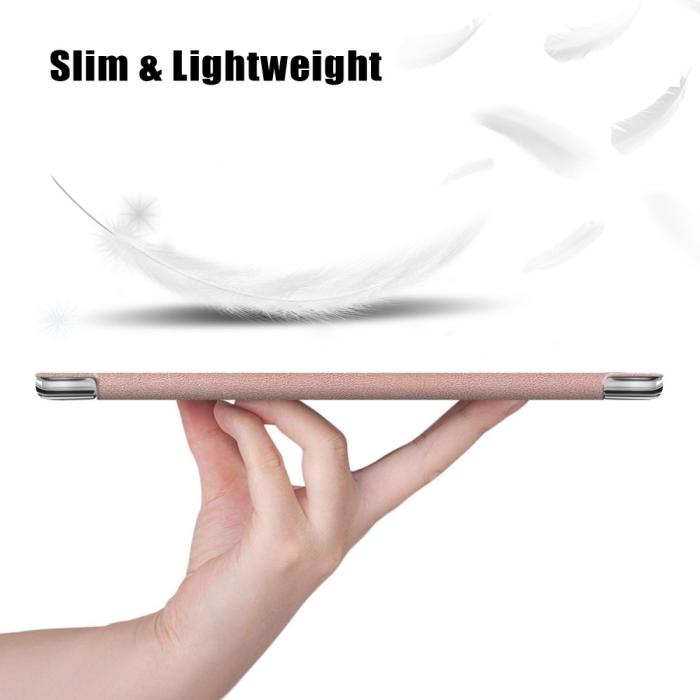 Bild 4, iPad Pro 12.9 (2018/2020/2021) - Tri-Fold Läder Fodral - Roséguld
