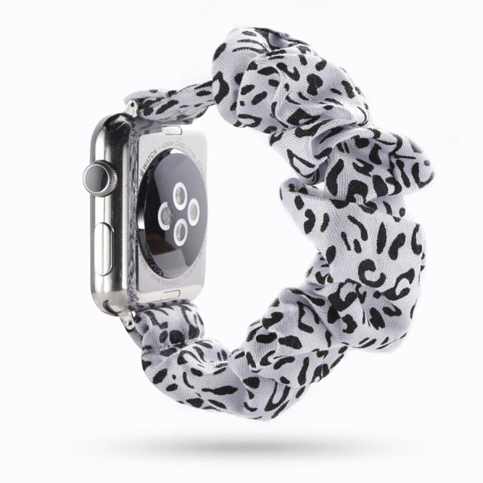 Bild 1, Scrunchie White Leopard Armband Apple Watch 41/40/38 mm