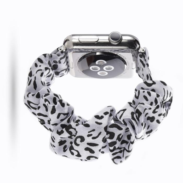 Bild 2, Scrunchie White Leopard Armband Apple Watch 41/40/38 mm