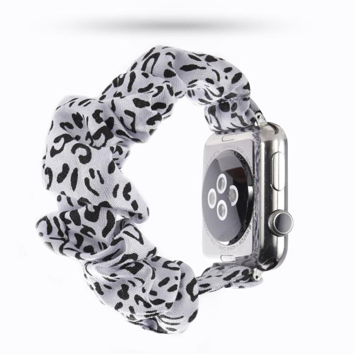 Bild 3, Scrunchie White Leopard Armband Apple Watch 41/40/38 mm