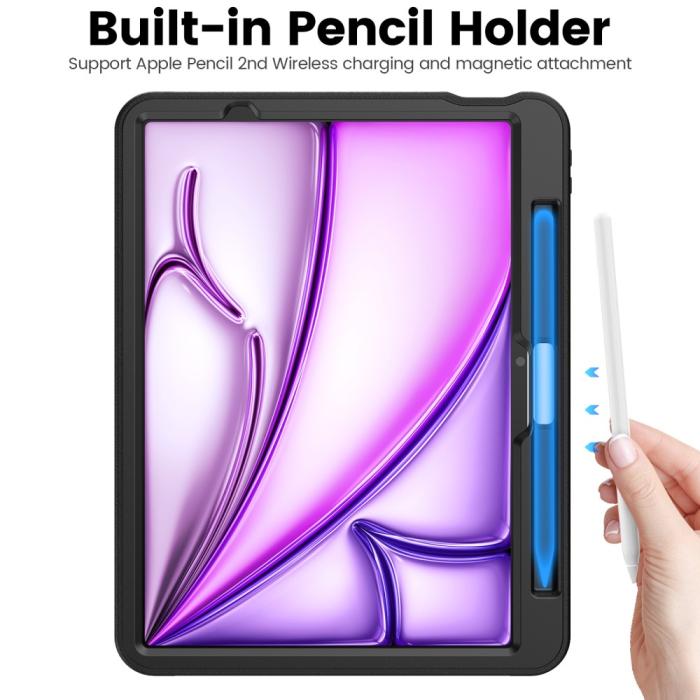 Bild 4, iPad Air 11 2025 / 2024 Fodral Läder Kickstand Korthållare