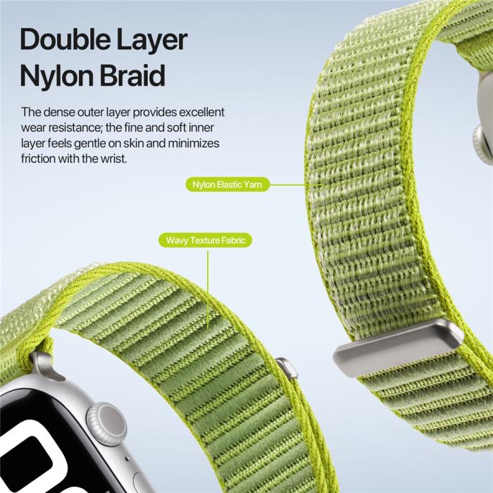 Bild 6, DUX DUCIS Apple Watch 38/40/41/42 mm Armband Nylon Loop Grön