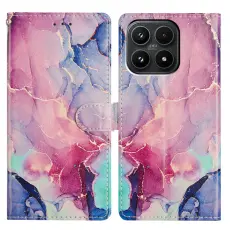 Xiaomi 17 Fodral L&auml;der Marmor Rosa