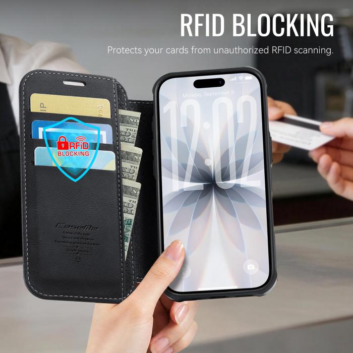 Bild 4, CASEME iPhone 17 Skal RFID Plånbok Svart