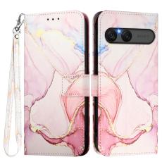 Sony Xperia 10 VII Fodral L&auml;der Marmor Ros&eacute;guld