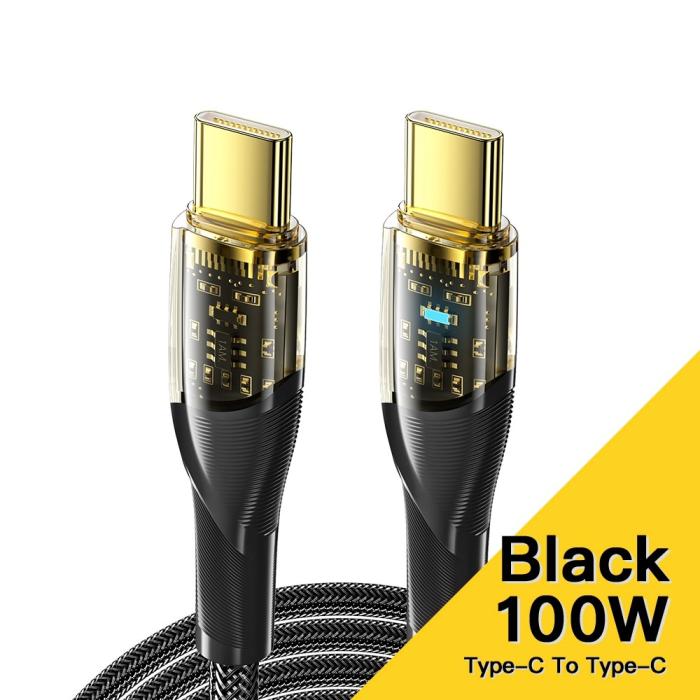 Bild 2, ESSAGER 2m 100W PD USB-C - USB-C Kabel Svart