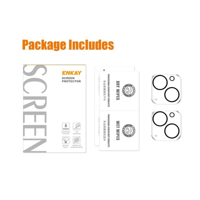 Bild 6, ENKAY iPhone 15 / 15 Plus 2-PACK Linsskydd Härdat Glas
