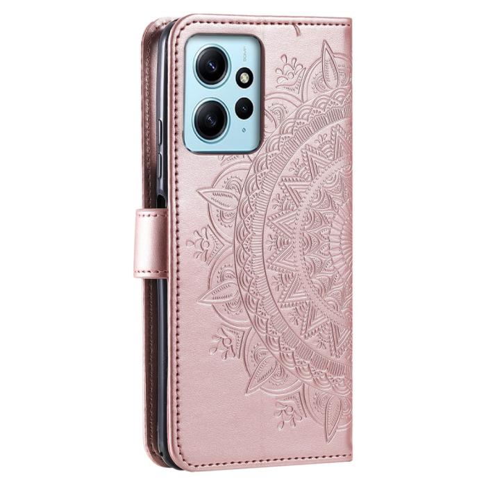 Bild 5, Xiaomi Redmi Note 12 4G Fodral Mandala Läder Roséguld