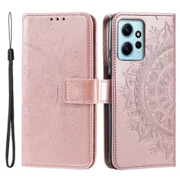 Xiaomi Redmi Note 12 4G Fodral Mandala Läder Roséguld